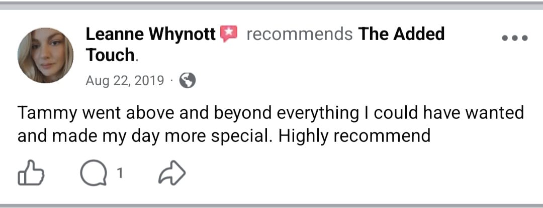 Facebook review for The Added Touch