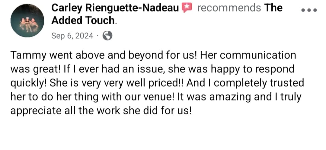 Facebook review for The Added Touch