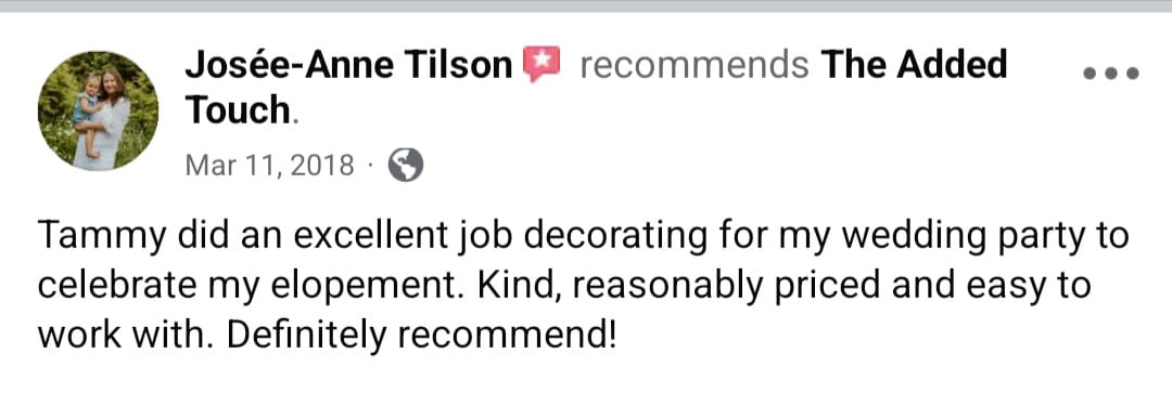 Facebook review for The Added Touch